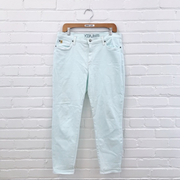 SECOND YOGA JEANS pastel green mint skinny jeans - Picture 1 of 4